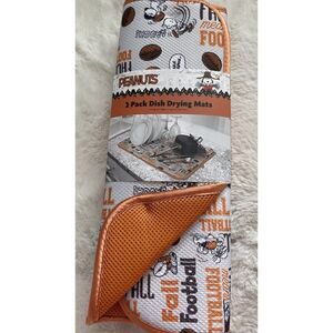 2 Pack Snoopy Peanuts Football Autumn Leaves Fall Dish Drying Mats 16 X 18” NEW